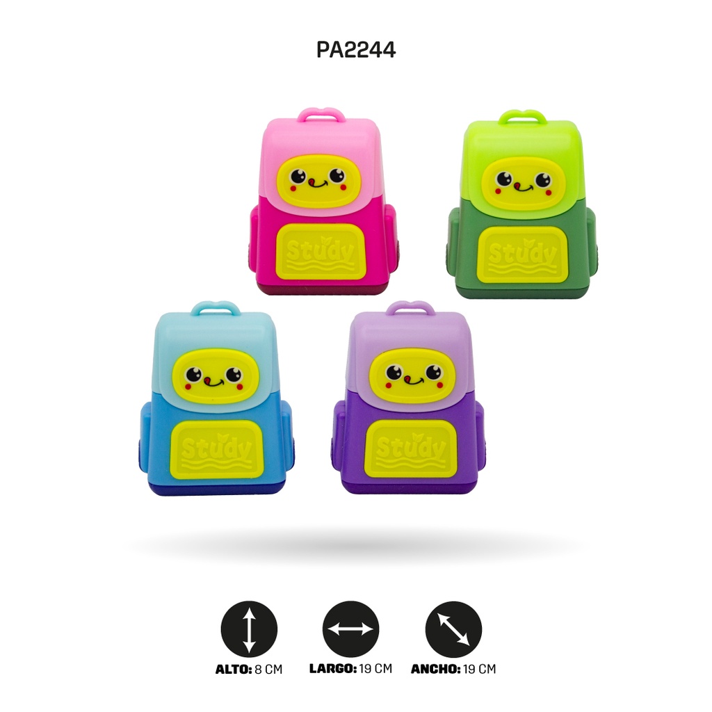 SACAPUNTAS CON BORRADOR DE MALETÍN, 4 MOTIVOS ZD-0026 MALETIN [PAC4749]
