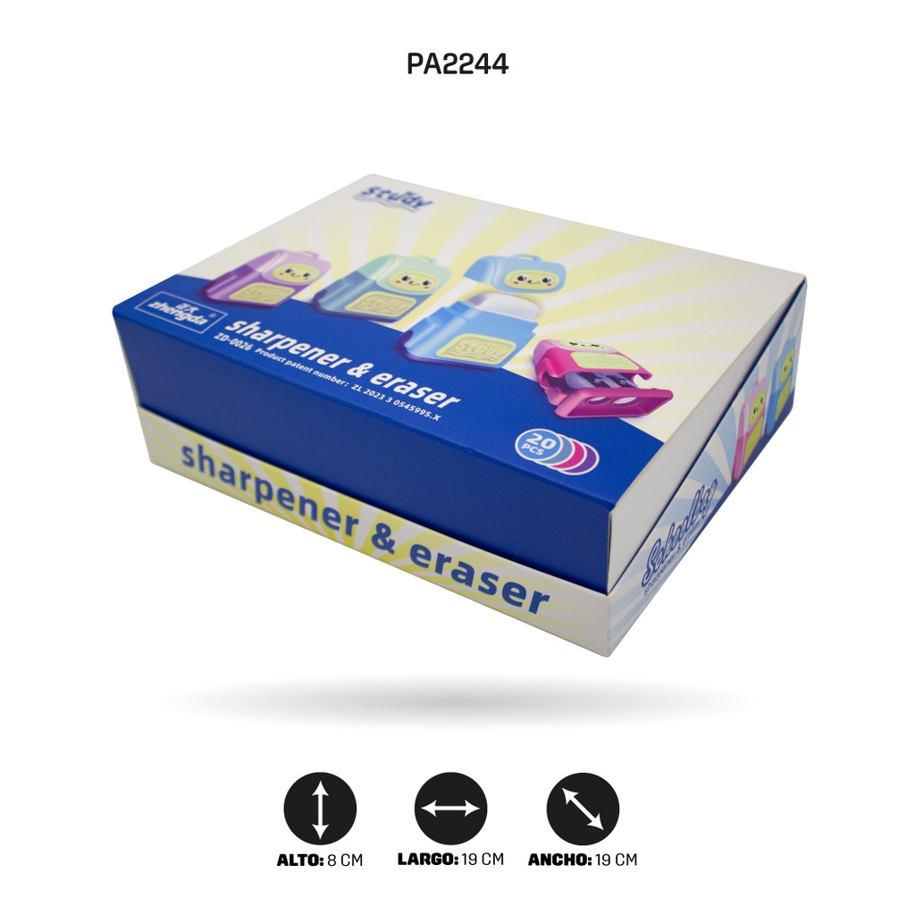 SACAPUNTAS CON BORRADOR DE MALETÍN, 4 MOTIVOS ZD-0026 MALETIN [PAC4749]