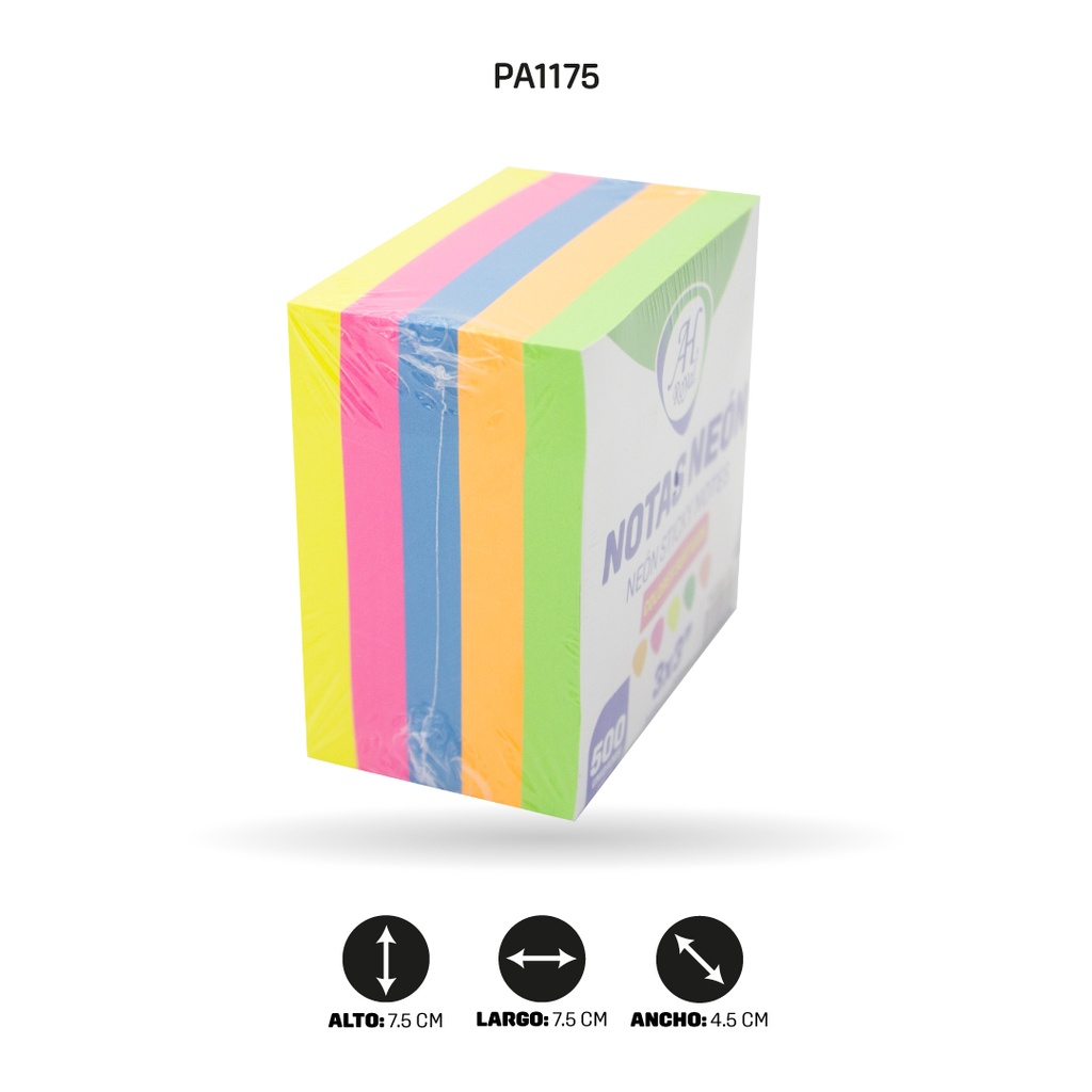 NOTAS AHROYAL NEON 3'X3'SURTIDO X 500 UND X [PAC3564]