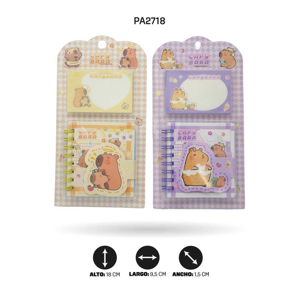 AGENDA Y PAPEL DE NOTAS ADHESIVAS CAPYBARA 70x78mm XQ-62501 [PAC5821]