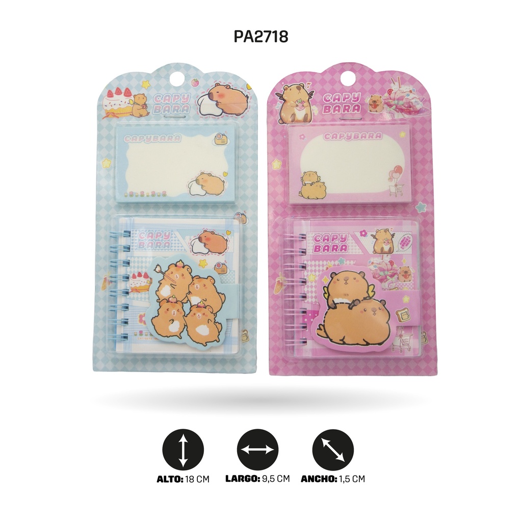 AGENDA Y PAPEL DE NOTAS ADHESIVAS CAPYBARA 70x78mm XQ-62501 [PAC5821]