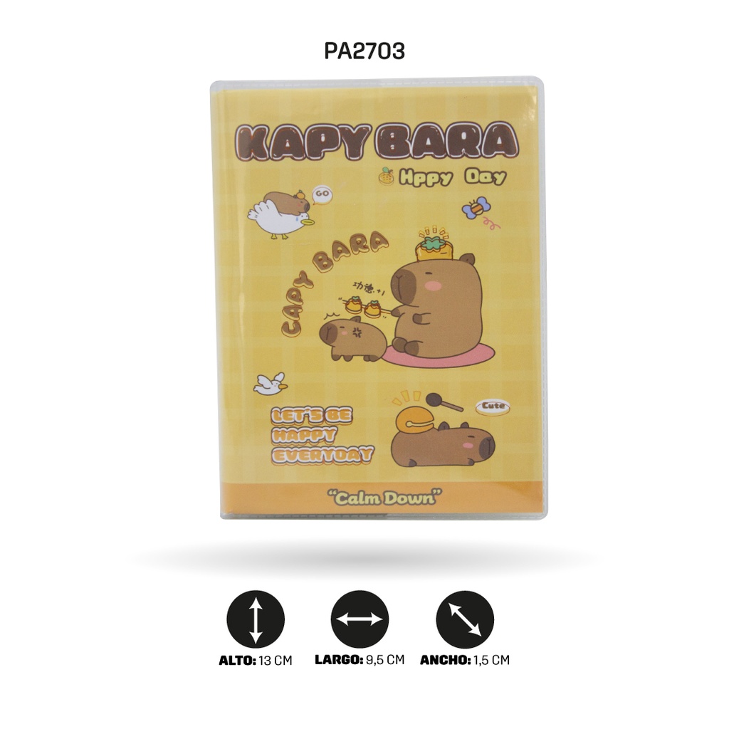AGENDA CON FORRO PROTECTOR DE CAPYBARA X12 UND, 4 MOTIVOS 95X130MM XX-64007 [PAC5807]