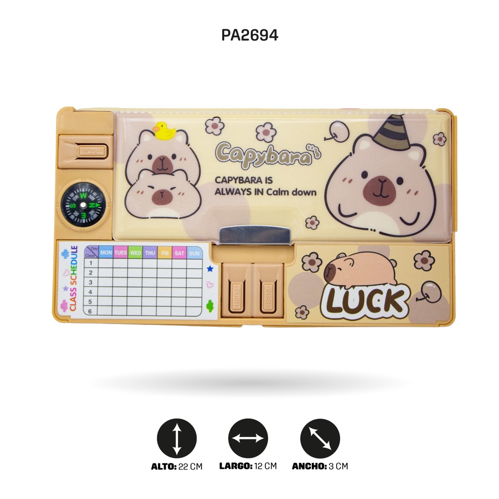 ESTUCHE RIGIDO PARA LAPICERO CAPYBARA CON SACAPUNTA  XPM-572-1 [PAC5798]