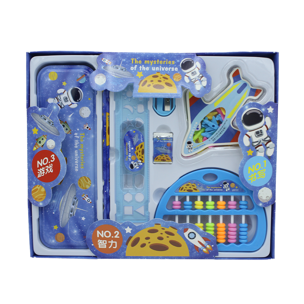 SET DE PAPELERIA CON ABACO Y CARTUCHERA METALICA HJ-9913 [PAC3153]
