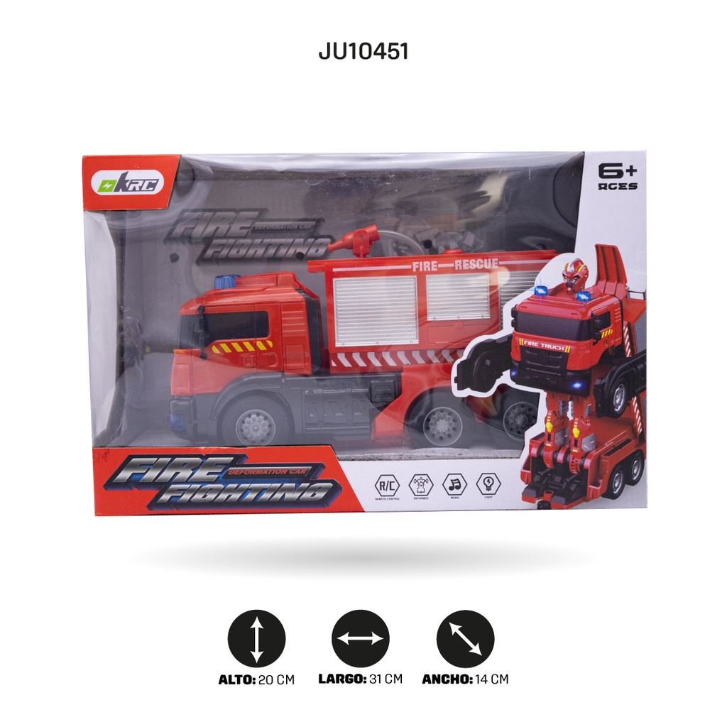 CARRO BOMBEROS TRANSFORMADOR RADIOCONTROL,CON LINEA USB [828-5]