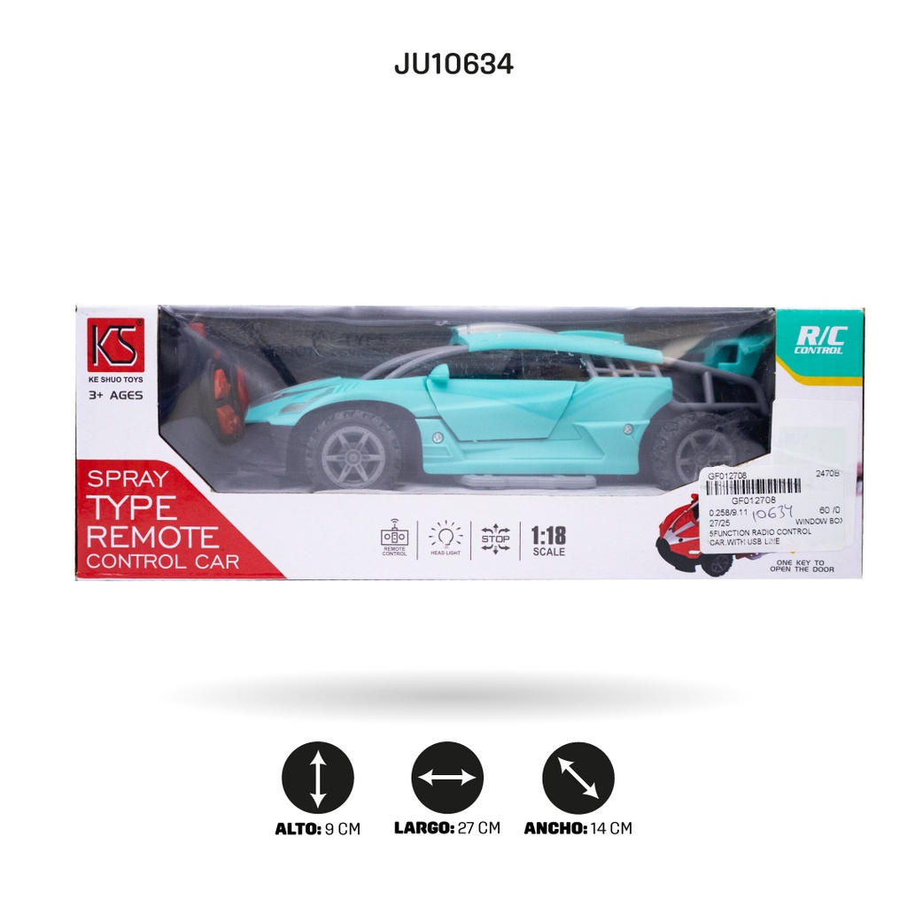 CARRO DEPORTIVO RADIOCONTROL DE CINCO VÍAS, CON LÍNEA USB [2470B]