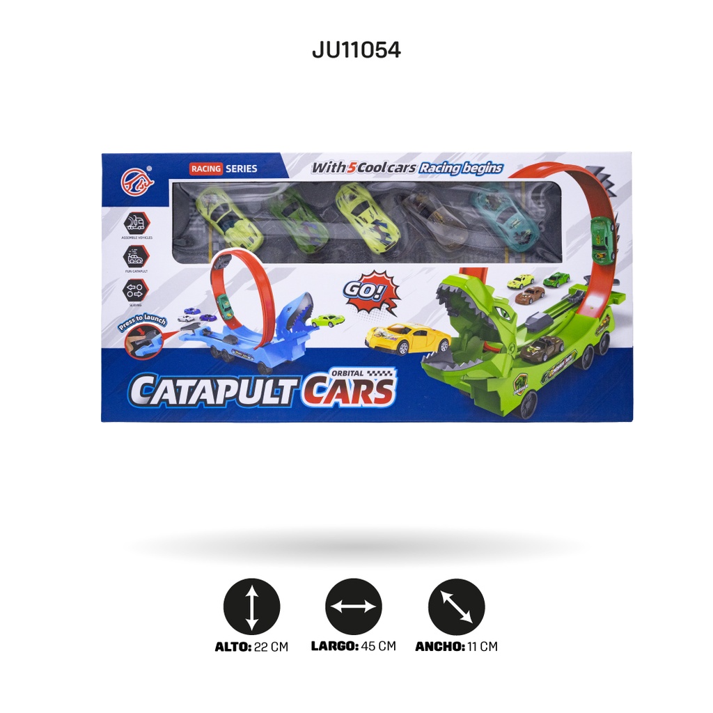 VAGONES DE TREN CON CATAPULTA DE DINOSAURIOS [424-1]