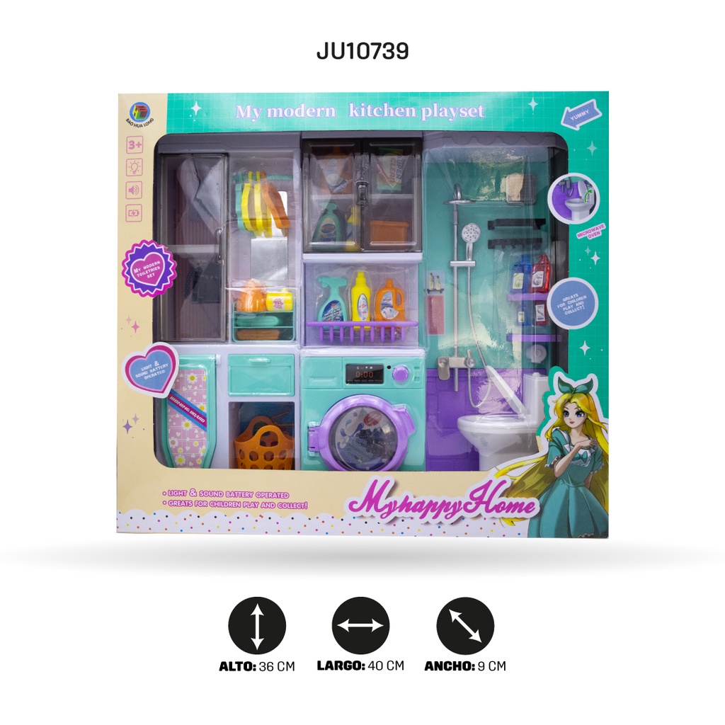 SET DE BAÑO, LAVADO Y PLANCHADO CON ILUMINACIÓN Y MÚSICA [78806A-1]