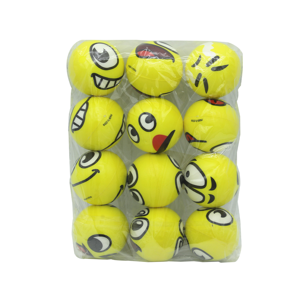 PELOTA ANTIESTRES 2.5IN MOTIVO CARA FELIZ Y EMOJIS X12 [PAC50002-1826]