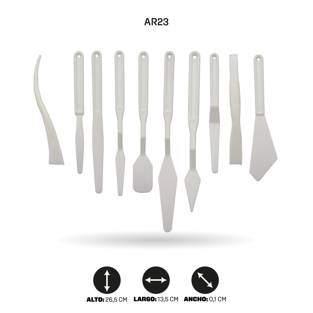 ESPATULA PLASTICA JUEGO X 10 SURTIDA