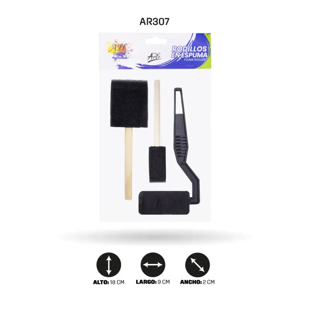 RODILLOS Y ESPATULA AH ROYAL DE ESPUMA X 3 Unds [PAC30053-307]