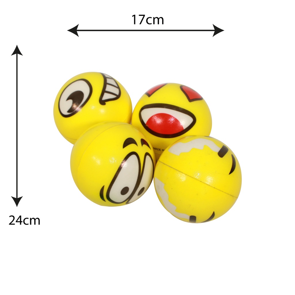 PELOTA ANTIESTRES 2.5IN MOTIVO CARA FELIZ Y EMOJIS X12 [PAC50002-1826]
