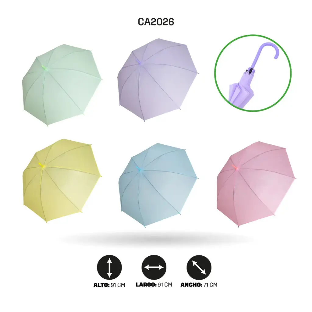 SOMBRILLA PLASTICA DE COLORES PASTEL [PAC2258-PAC50185]