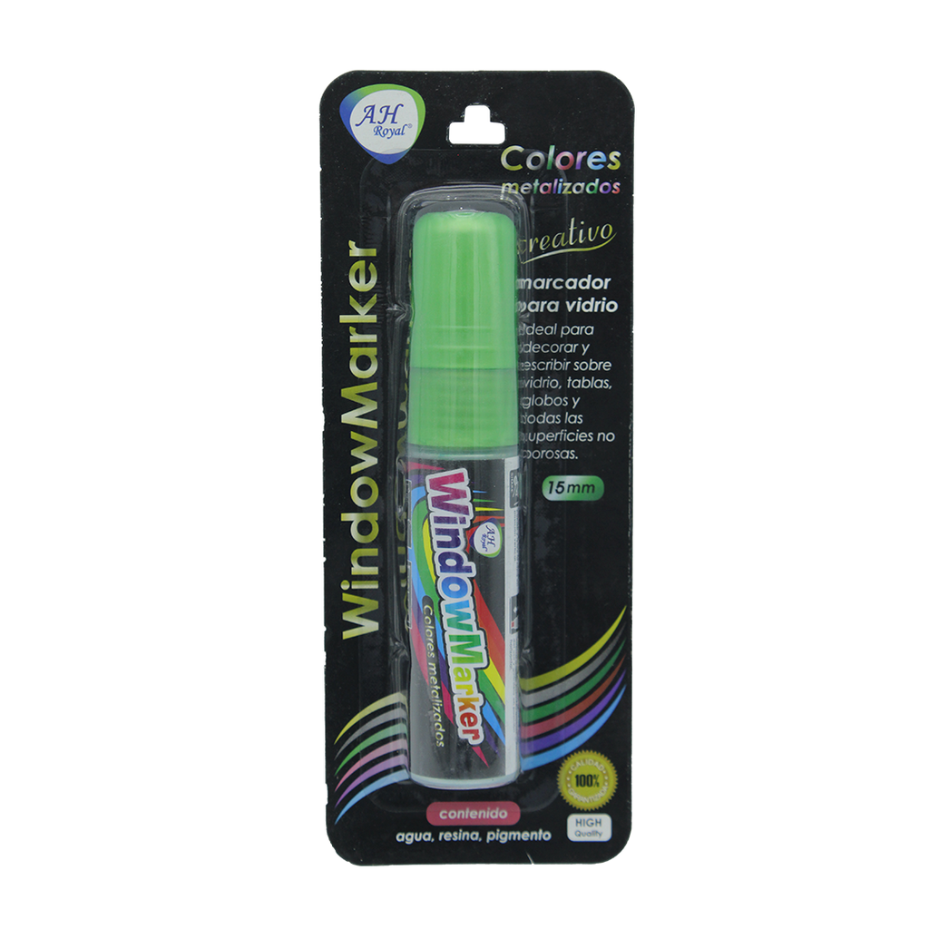MARCADOR AH ROYAL PARA VENTANA METALIZADO VERDE OSCURO 15 MM [PAC2580]