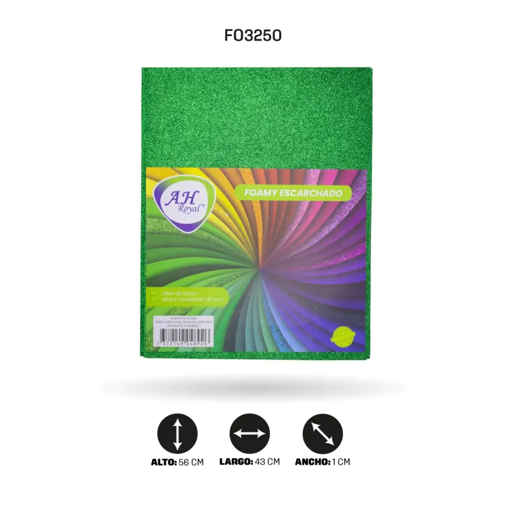 FOAMY 4 CARTA AH ROYAL ESCARCHADO VERDE PASTO X 10 UNDS [AH29101515-3250-AH21101515]