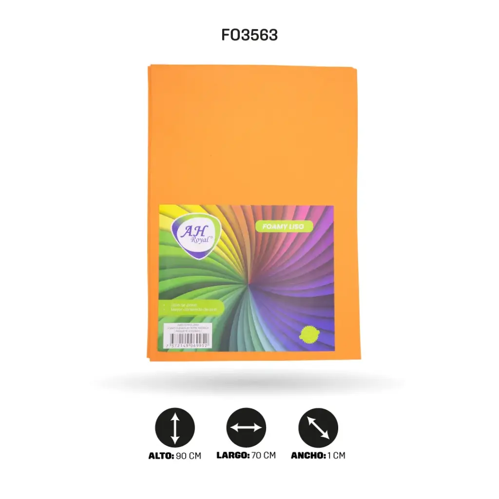 FOAMY PLIEGO AH ROYAL NARANJA X 10 UNDS [AH50101515-3563-AH50101515-PAC40235]