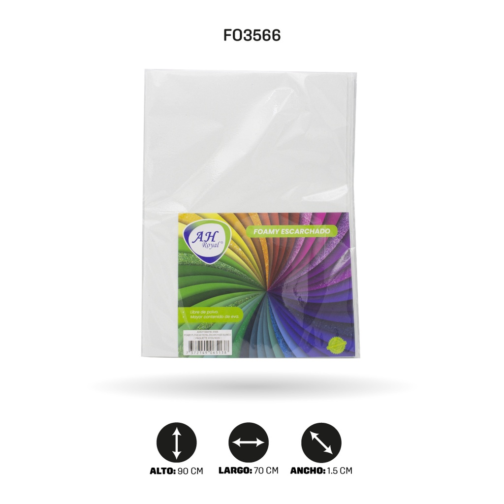 FOAMY PLIEGO AH ROYAL ESCARCHADO BLANCO X 10 UNDS [AH51100416-3566-AH51100416]