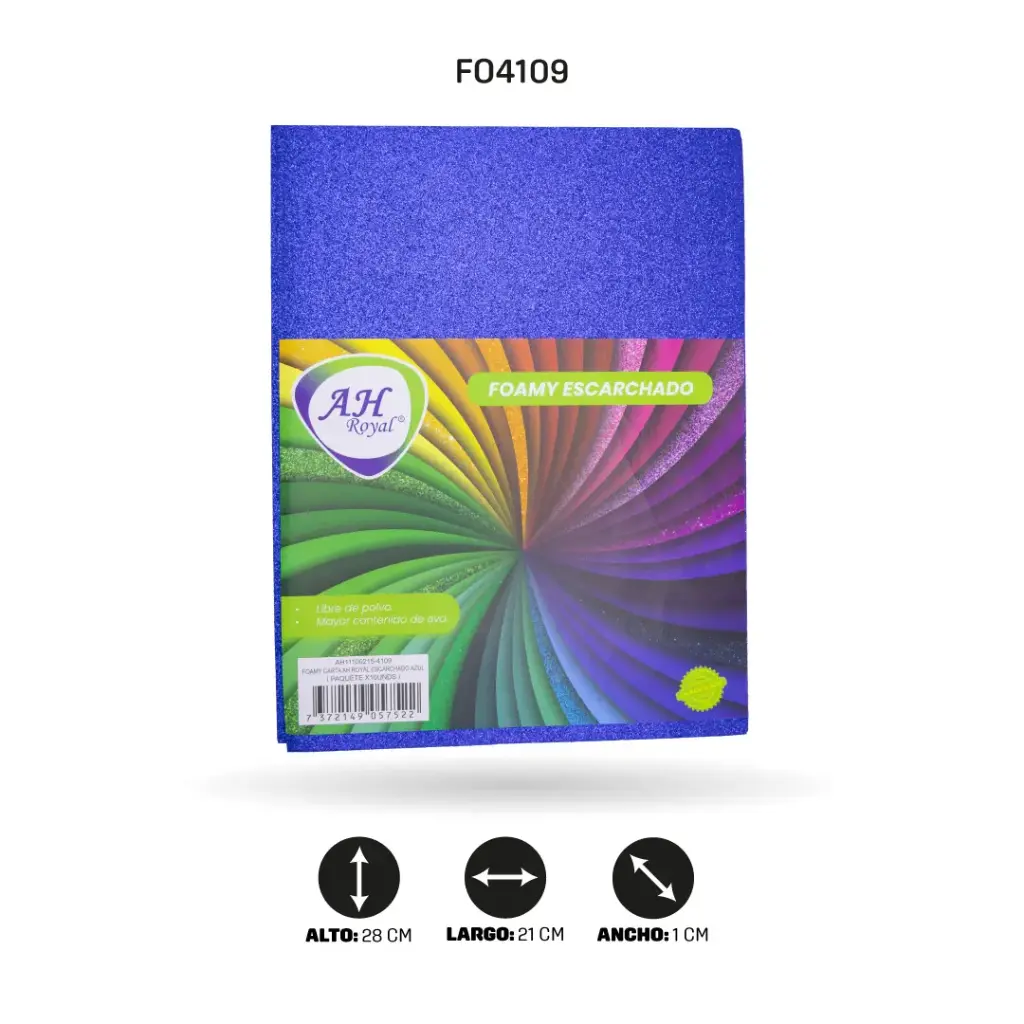 FOAMY CARTA AH ROYAL ESCARCHADO AZUL X 10 UNDS [AH11100215]