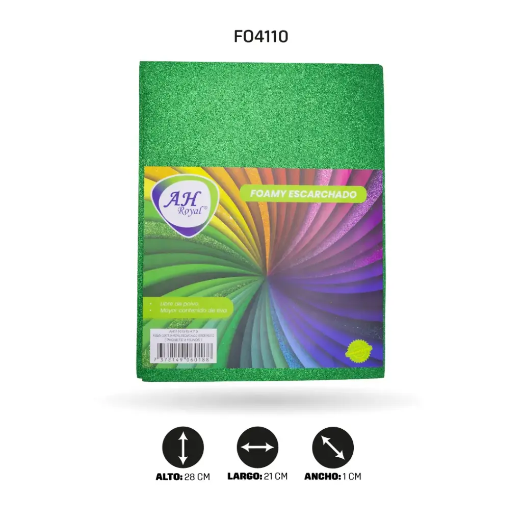 FOAMY CARTA AH ROYAL ESCARCHADO VERDE PASTO X 10 UNDS [AH11101515-4110-AH11101515]
