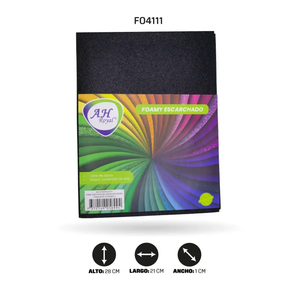 FOAMY CARTA AH ROYAL ESCARCHADO NEGRO X 10 UNDS [AH11100915-4111-AH11100915]