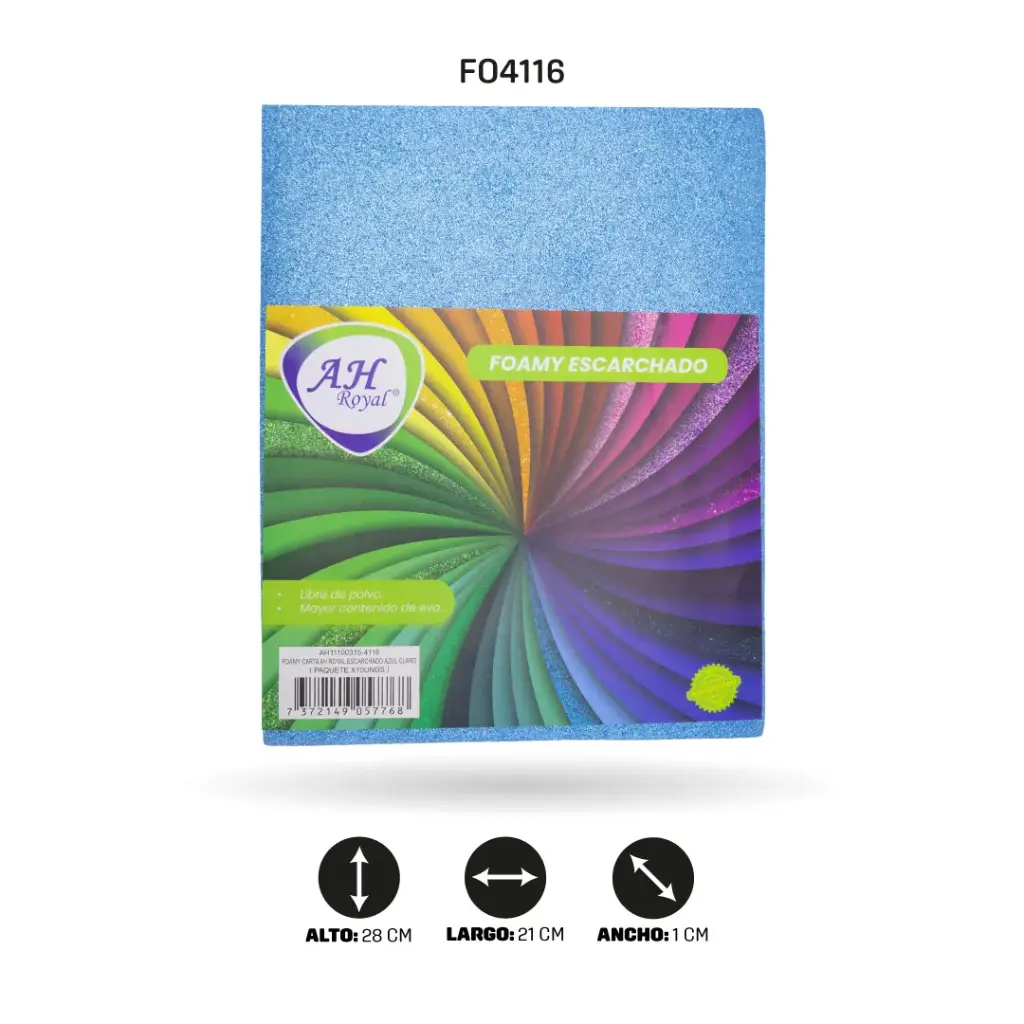 FOAMY CARTA AH ROYAL ESCARCHADO AZUL CLARO X 10 UNDS [AH11100315-4116-AH11100315]