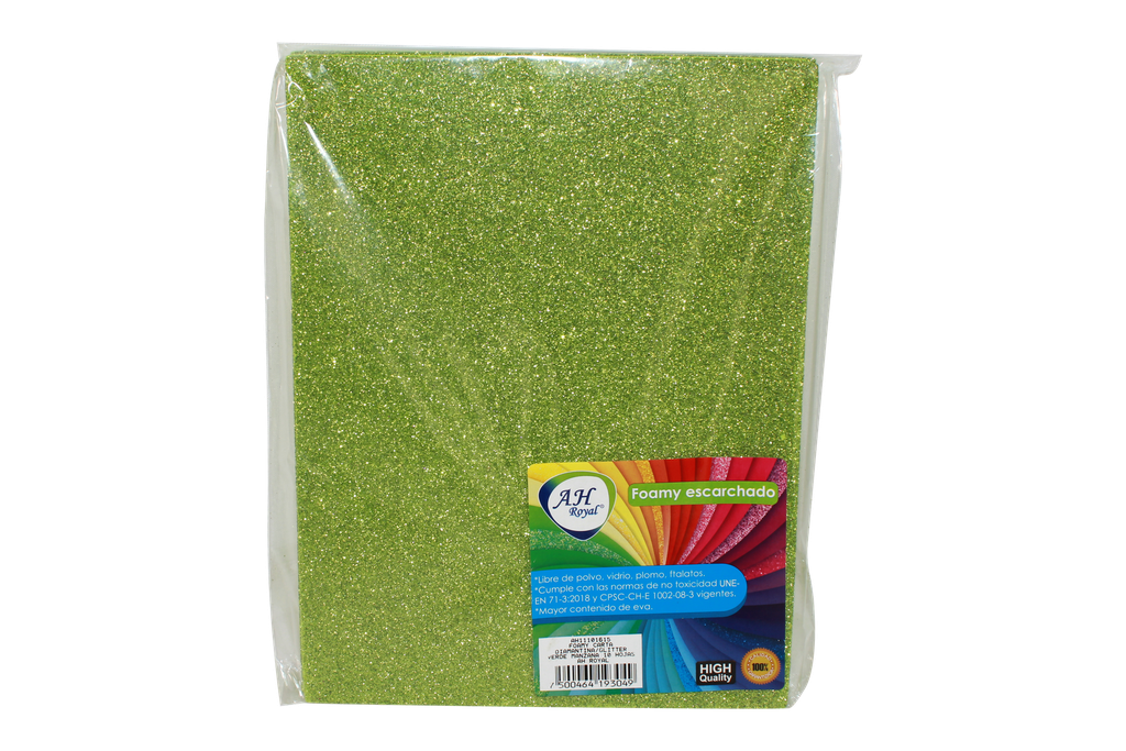 FOAMY CARTA AH ROYAL ESCARCHADO VERDE MANZANA X 10 UNDS [AH11101615]