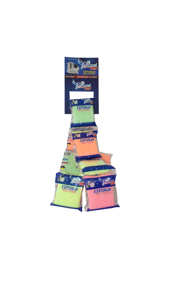 ESPONJA MULTIUSOS COLIBRI NEON (TIRA X12 UNDS) []