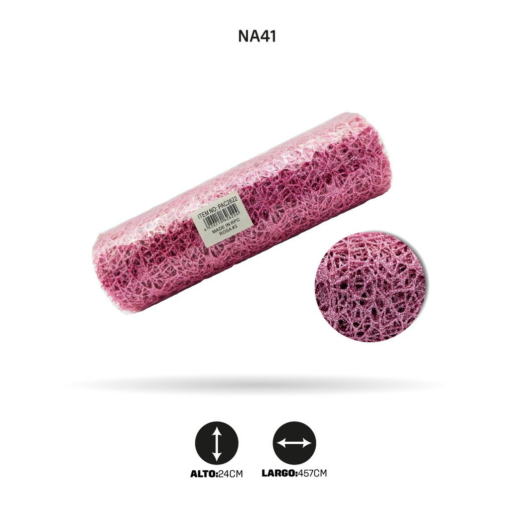 MALLA DE NAVIDAD CON POLVO ROSA X120 [PAC2622]