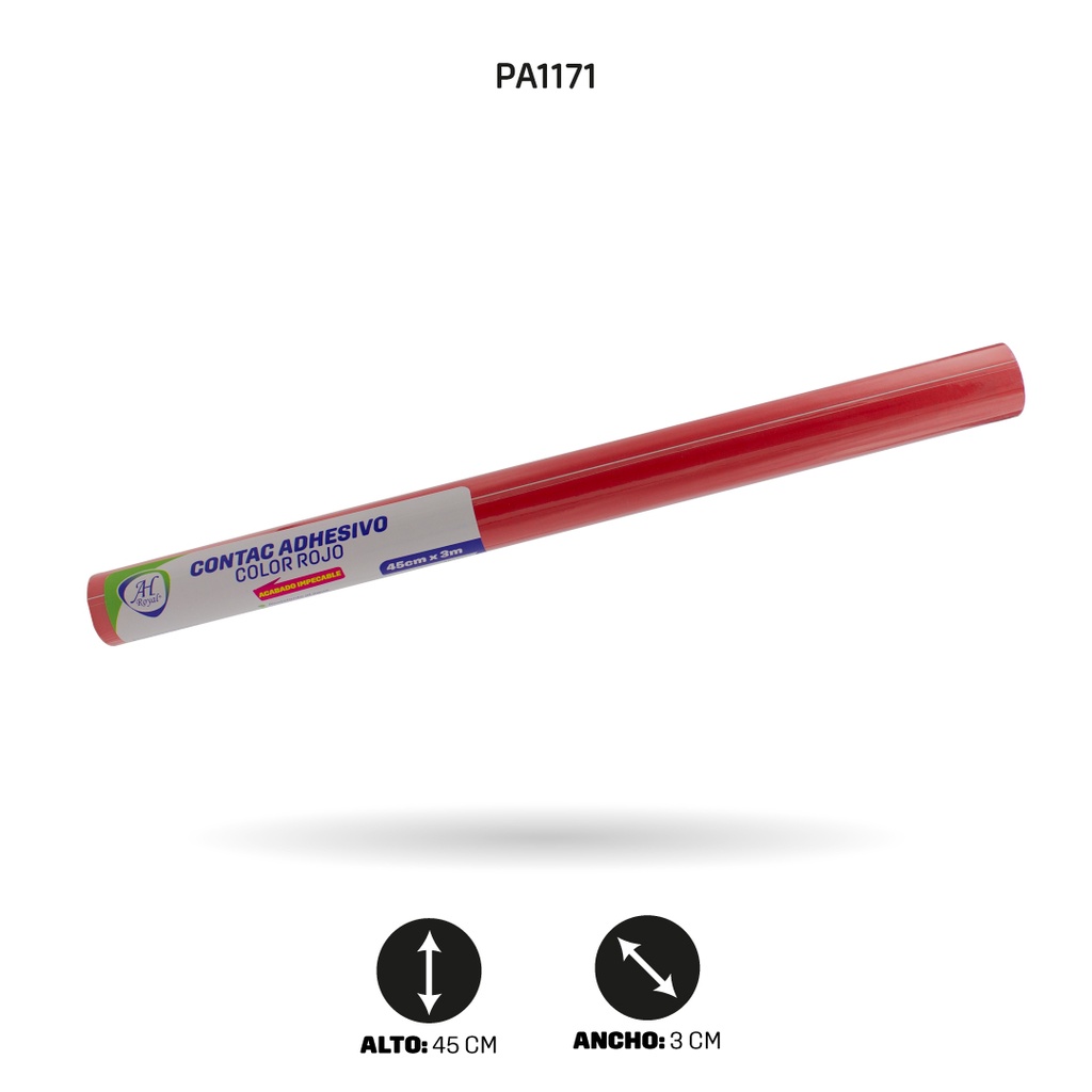 PAPEL CONTAC AH ROYAL ROJO 45CM X 3MT [PAC3696-1171]