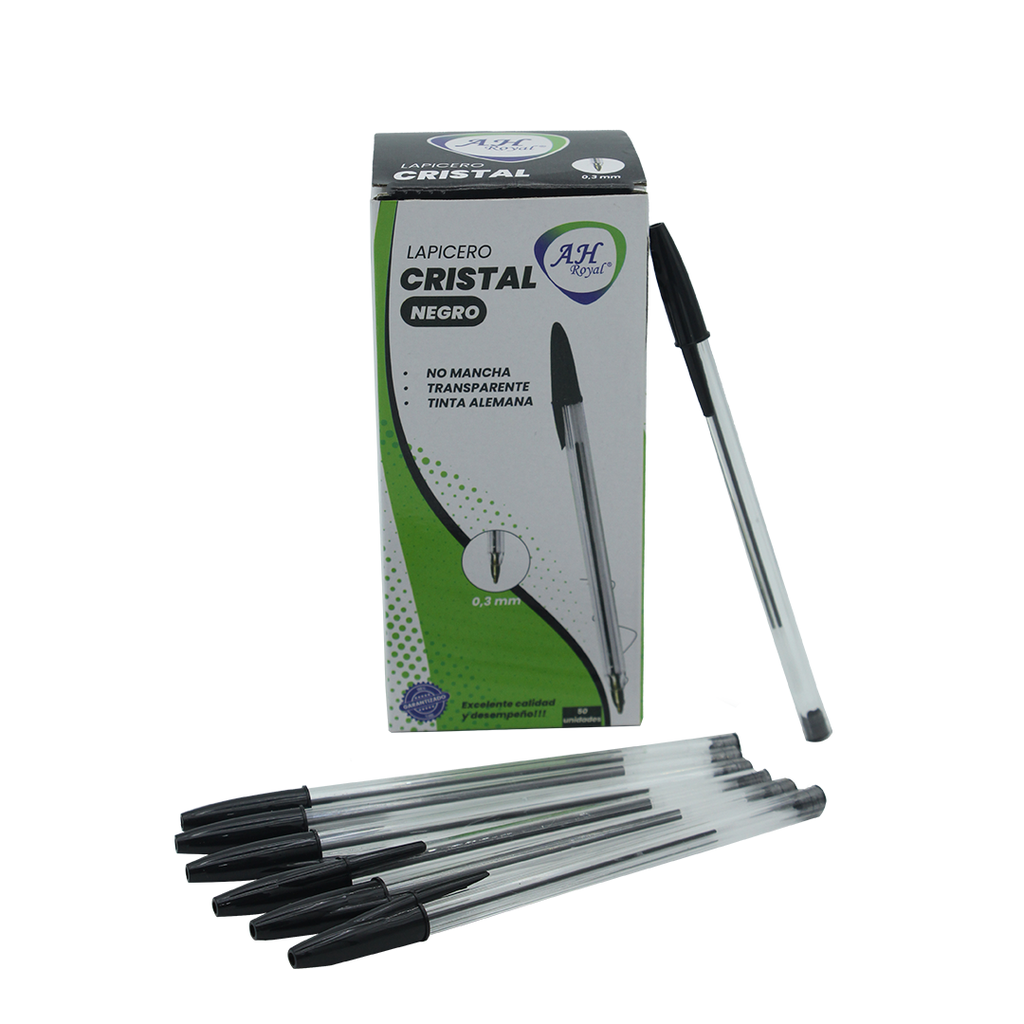 BOLIGRAFO AHROYAL CRISTAL NEGRO DISPLEY X50 UND [PAC2415-197-PAC30015-197]