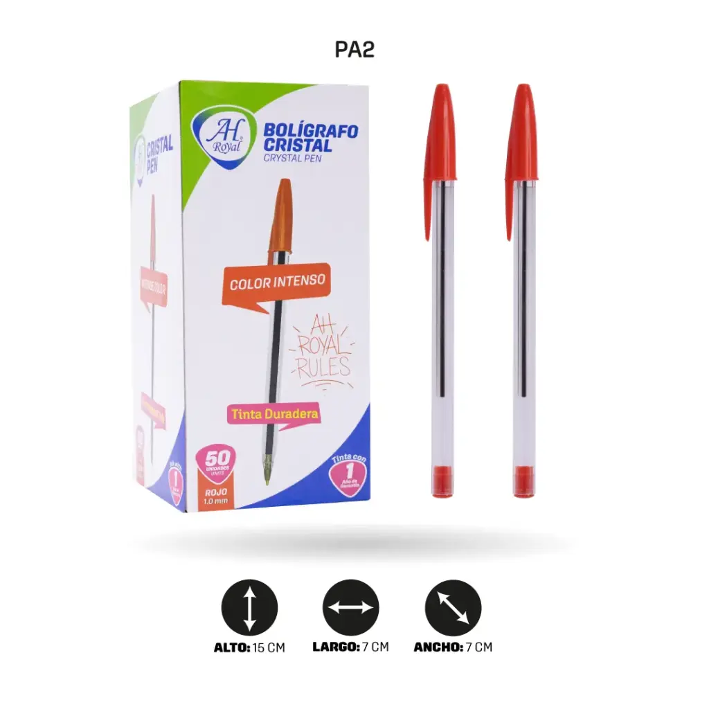 BOLIGRAFO AH ROYAL CRISTAL ROJO CAJA [PAC2417-2]
