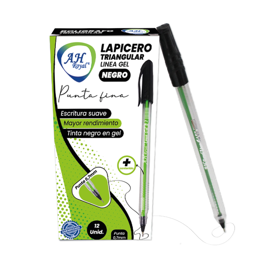 BOLIGRAFO AH ROYAL LINEA GEL 0.7 TRIANGULAR NEGRO [PAC2050]