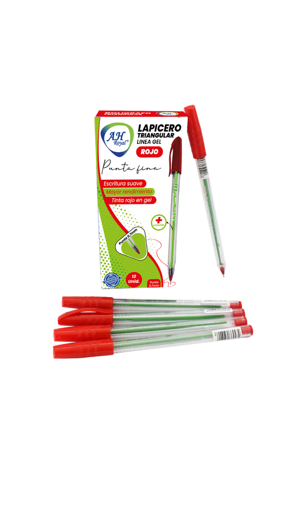 BOLIGRAFO AH ROYAL LINEA GEL 0.7 TRIANGULAR ROJO [PAC70631-2051] DISPLAY X 12