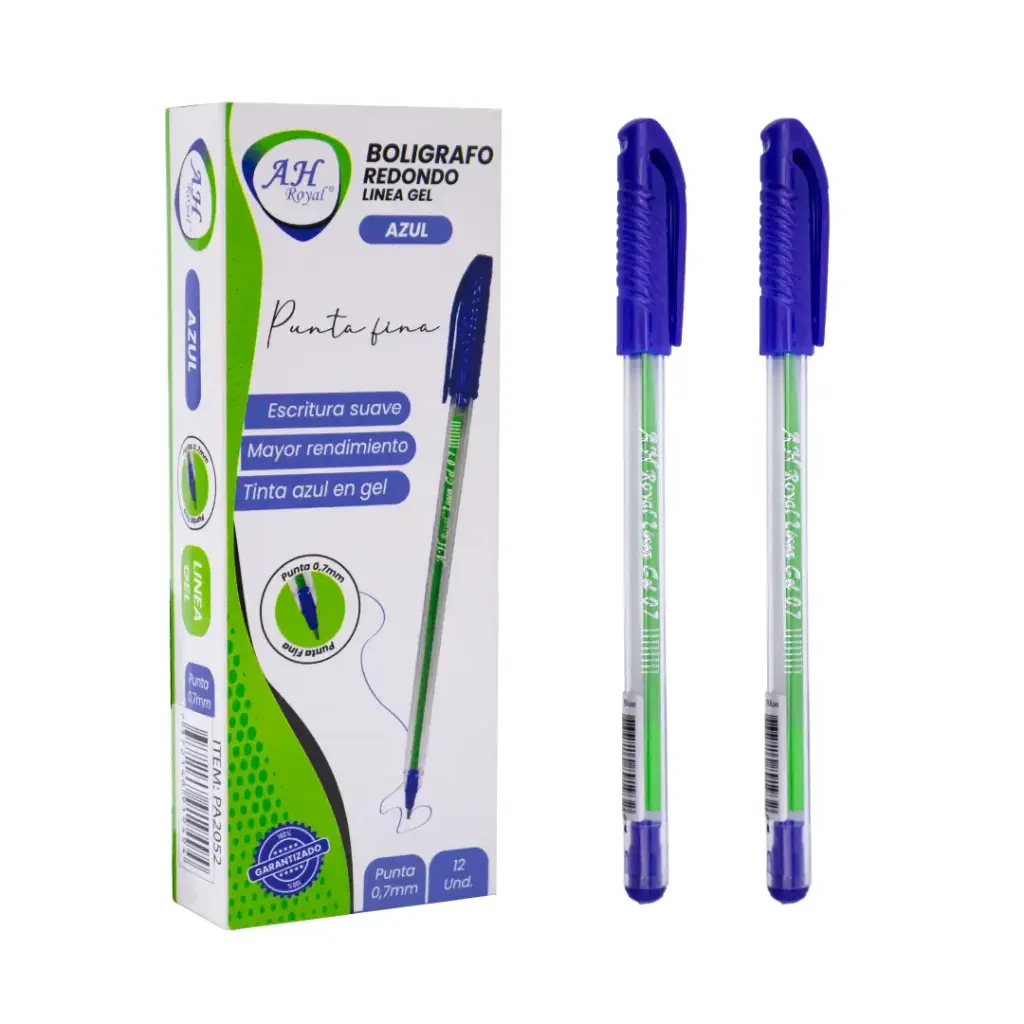 BOLIGRAFO AH ROYAL LINEA GEL 0.7 REDONDO AZUL [AZUL70631*2052] DISPLAY X 12