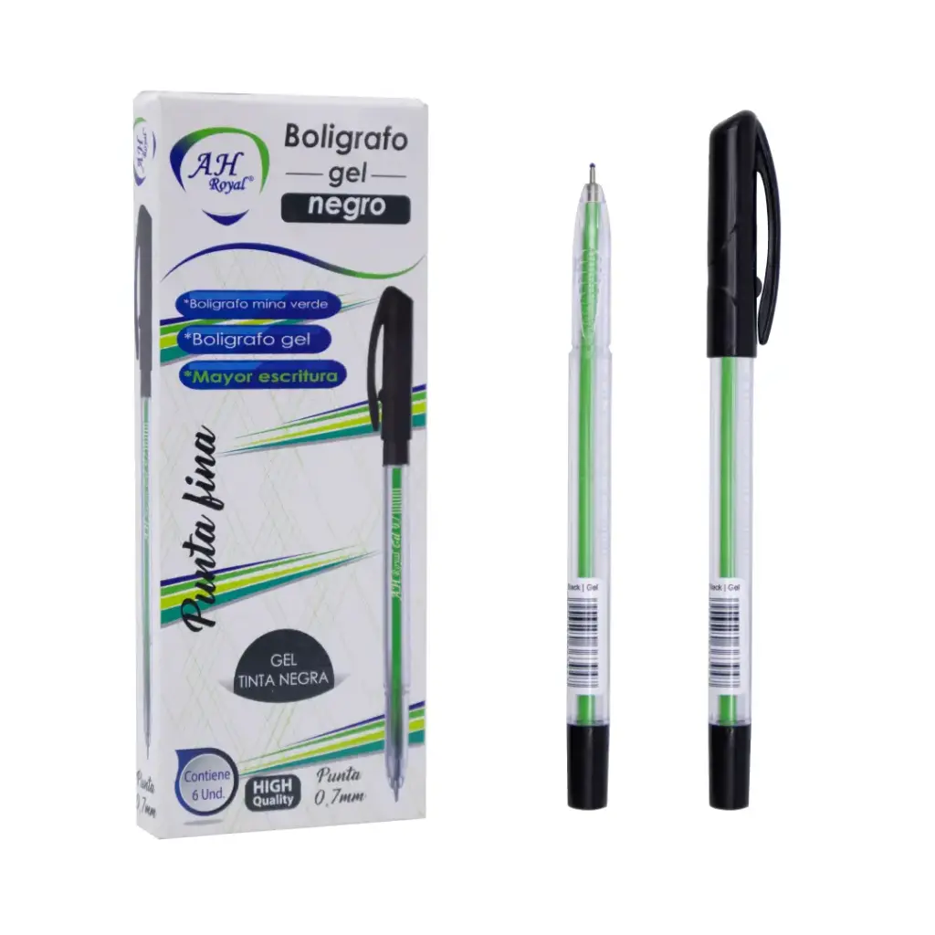 BOLIGRAFO AH ROYAL 0.7 MM LINEA GEL REDONDO NEGRO X6UND [GEL70631-2055] DISPLAY X 6