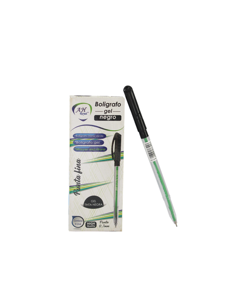 BOLIGRAFO AH ROYAL LINEA SEMI GEL 0.7 REDONDO NEGRO [PAC2056]