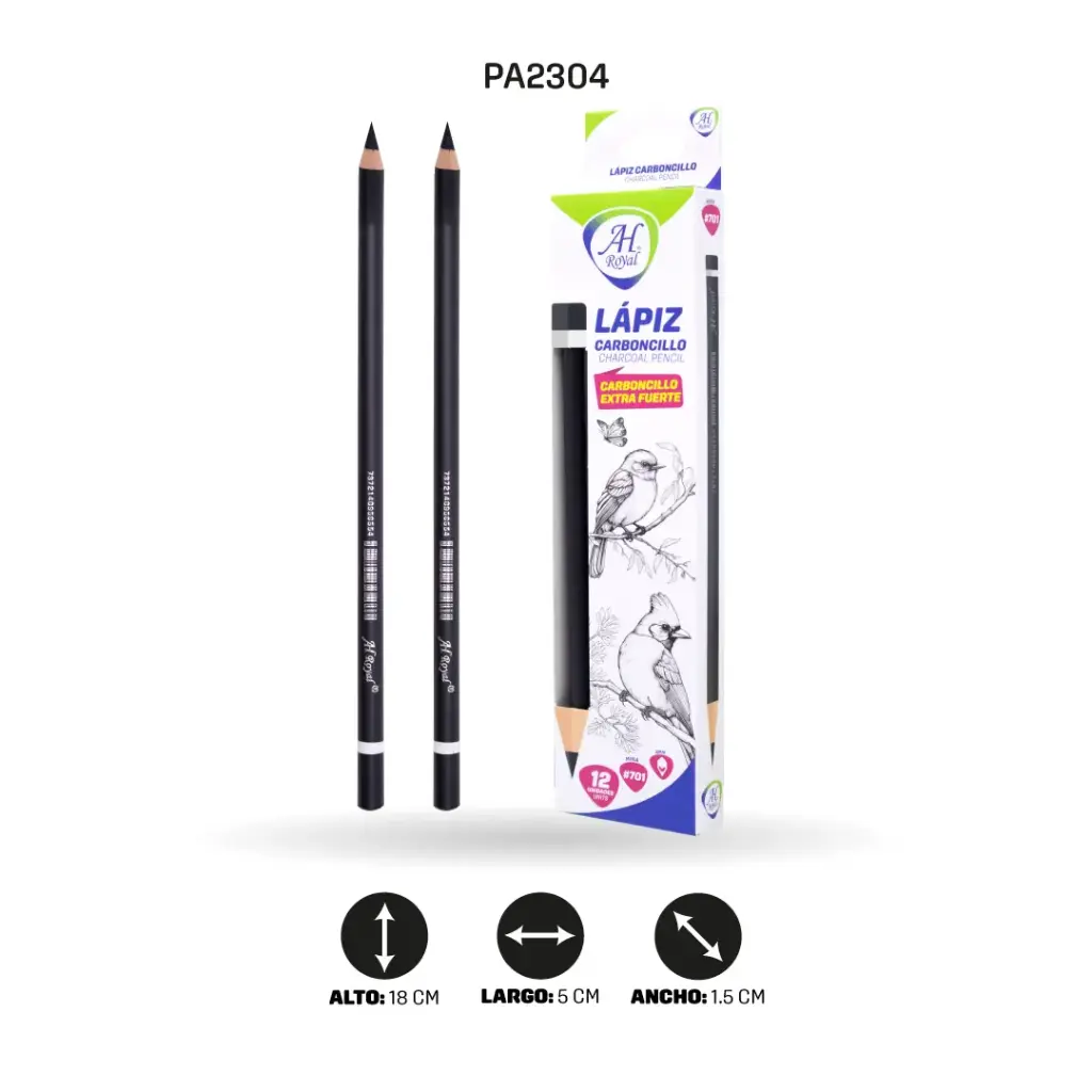 LÁPIZ AH ROYAL CARBONCILLO DISPLEY X 12 UND [PAC30070-2304]