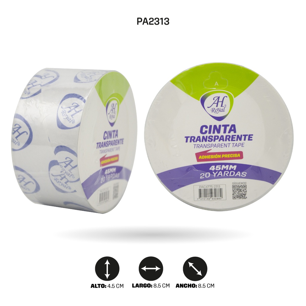 CINTA AH ROYAL TRANSPARENTE 20 YARDAS 45MM 45 MICRAS [PAC3663-PAC4775-4775]