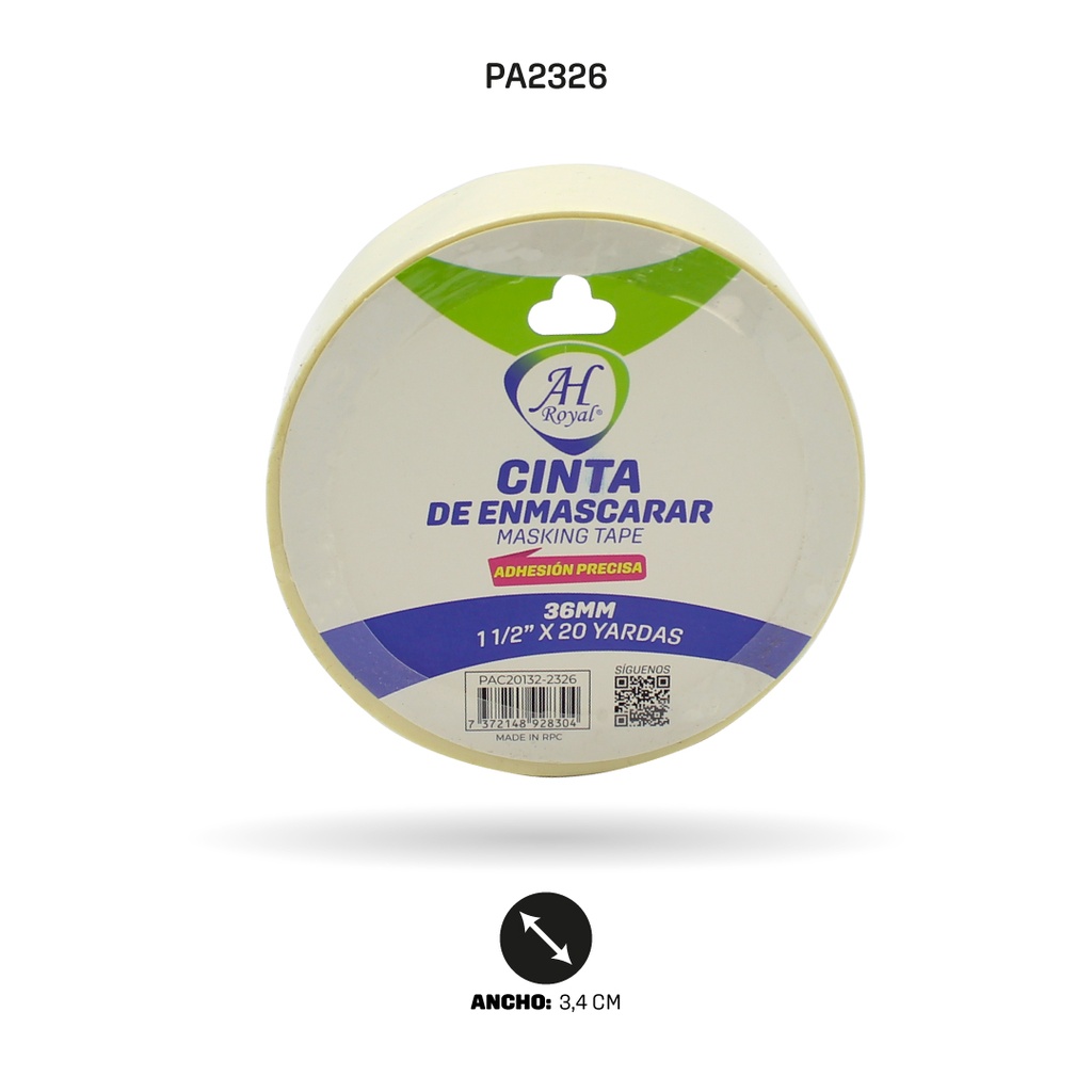 CINTA AHROYAL ENMASCARAR 36mm 1.5" 20yd [PAC20132-2326]