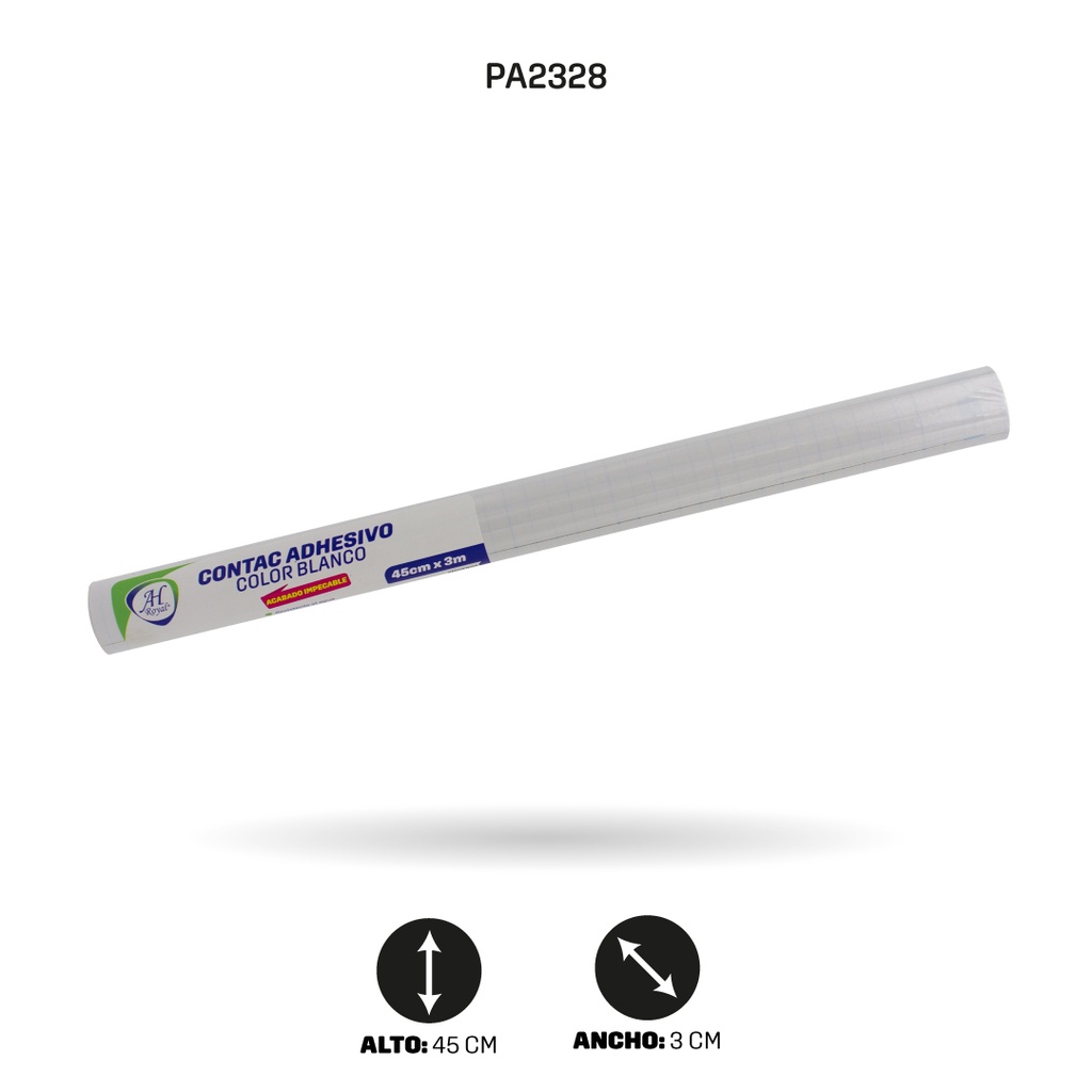 PAPEL CONTAC AH ROYAL BLANCO DE 3 mts x 45 cms [PAC3695-2328]