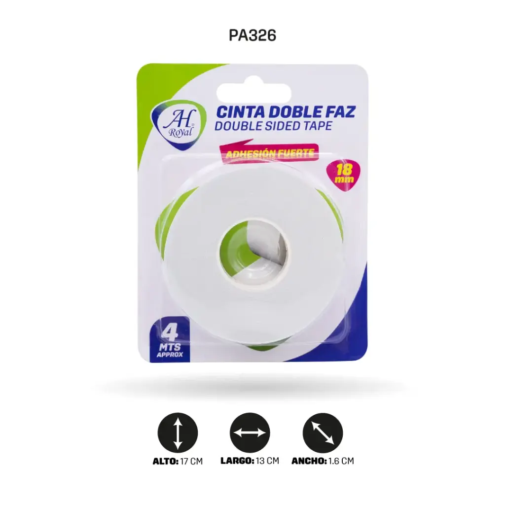CINTA AH ROYAL DOBLE FAZ DE 1.6 cm x 4 mts x 2 mm [PAC90056-326]