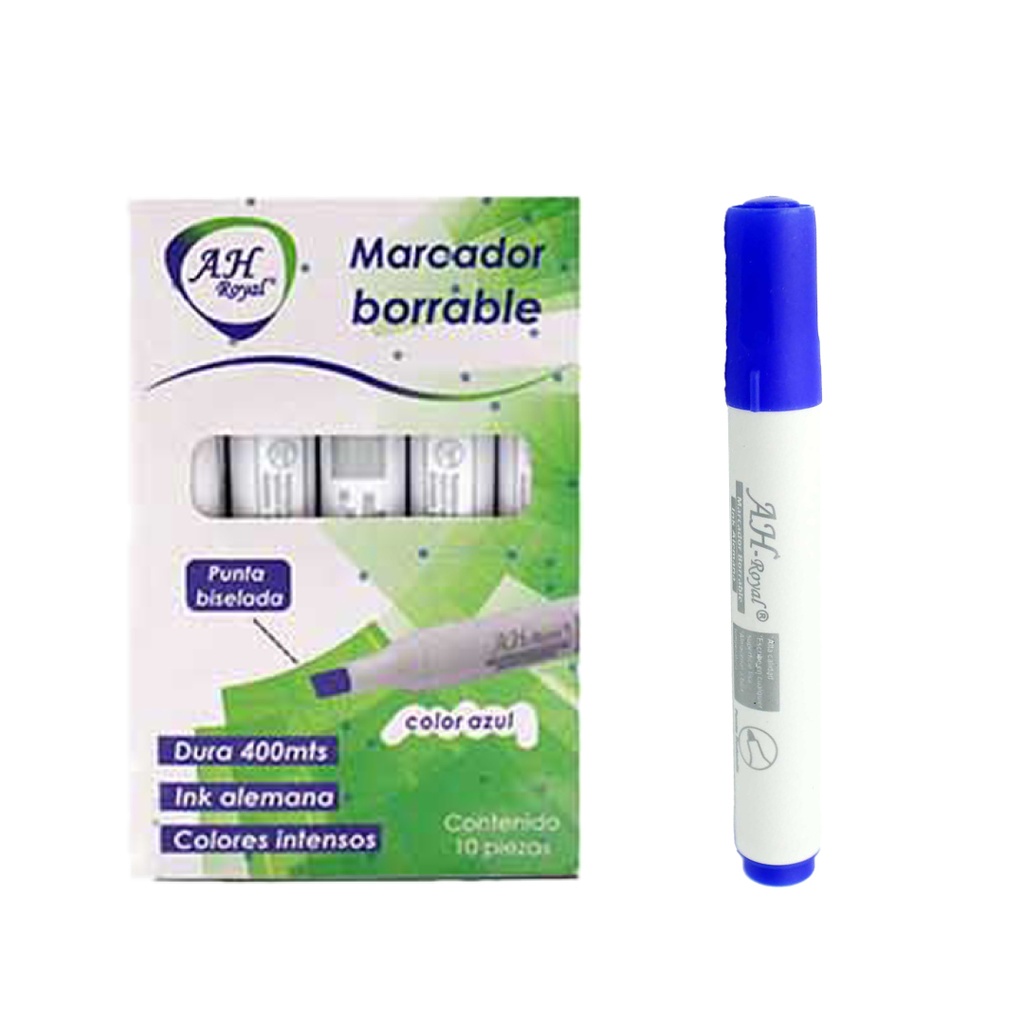 MARCADOR AH ROYAL AZUL BISELADO BORRABLE [PAC70583-3270] DISPLAY X 10