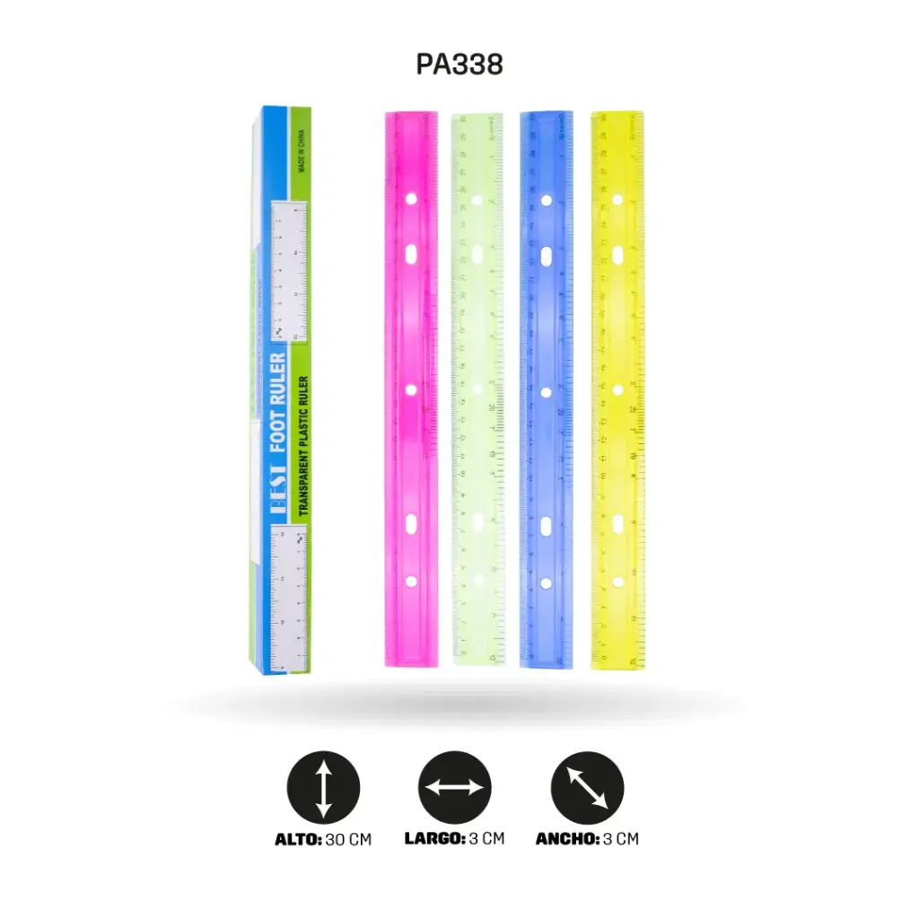 REGLA PLASTICA COLORES SURTIDOS X 30CM DISPLAY X 48 [PAC60013-338-PAC30022-338]