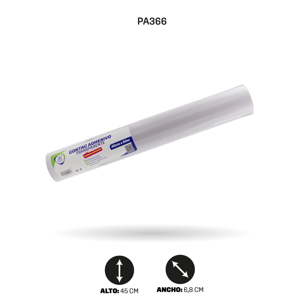 PAPEL CONTAC AH ROYAL TRANSPARENTE DE 20 mts x 45cms [PAC3535-366]