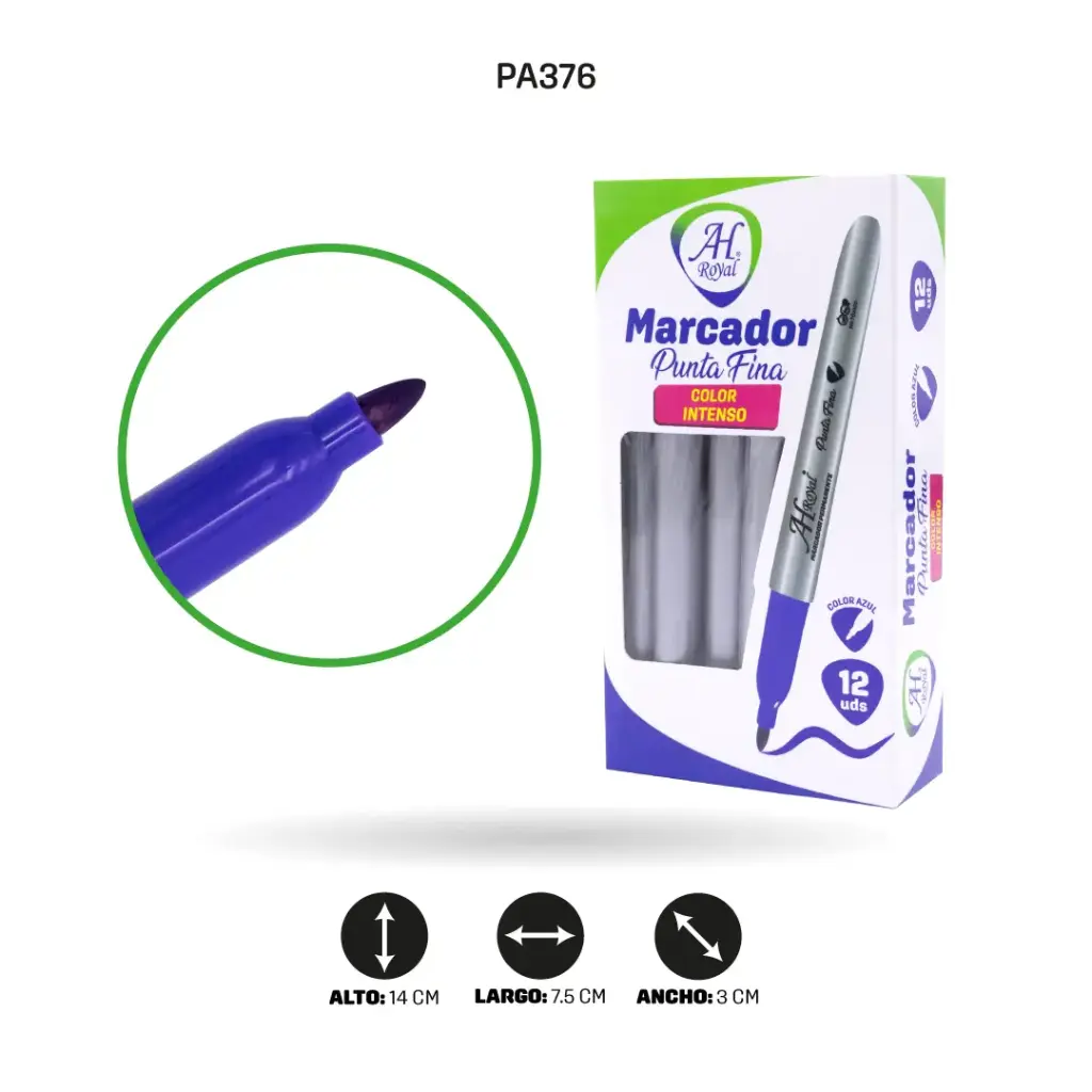 MARCADOR PUNTA FINA AH ROYAL AZUL X 12UND [PAC90017-376]