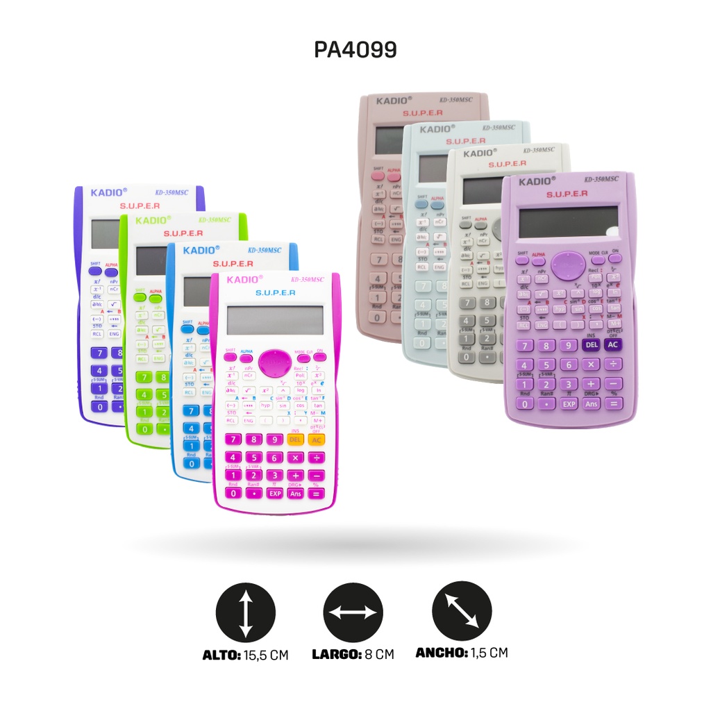 CALCULADORA KADIO CIENTIFICO KD350MSC COLORES NEÓN Y PASTELES [PAC70004-PAC5351]