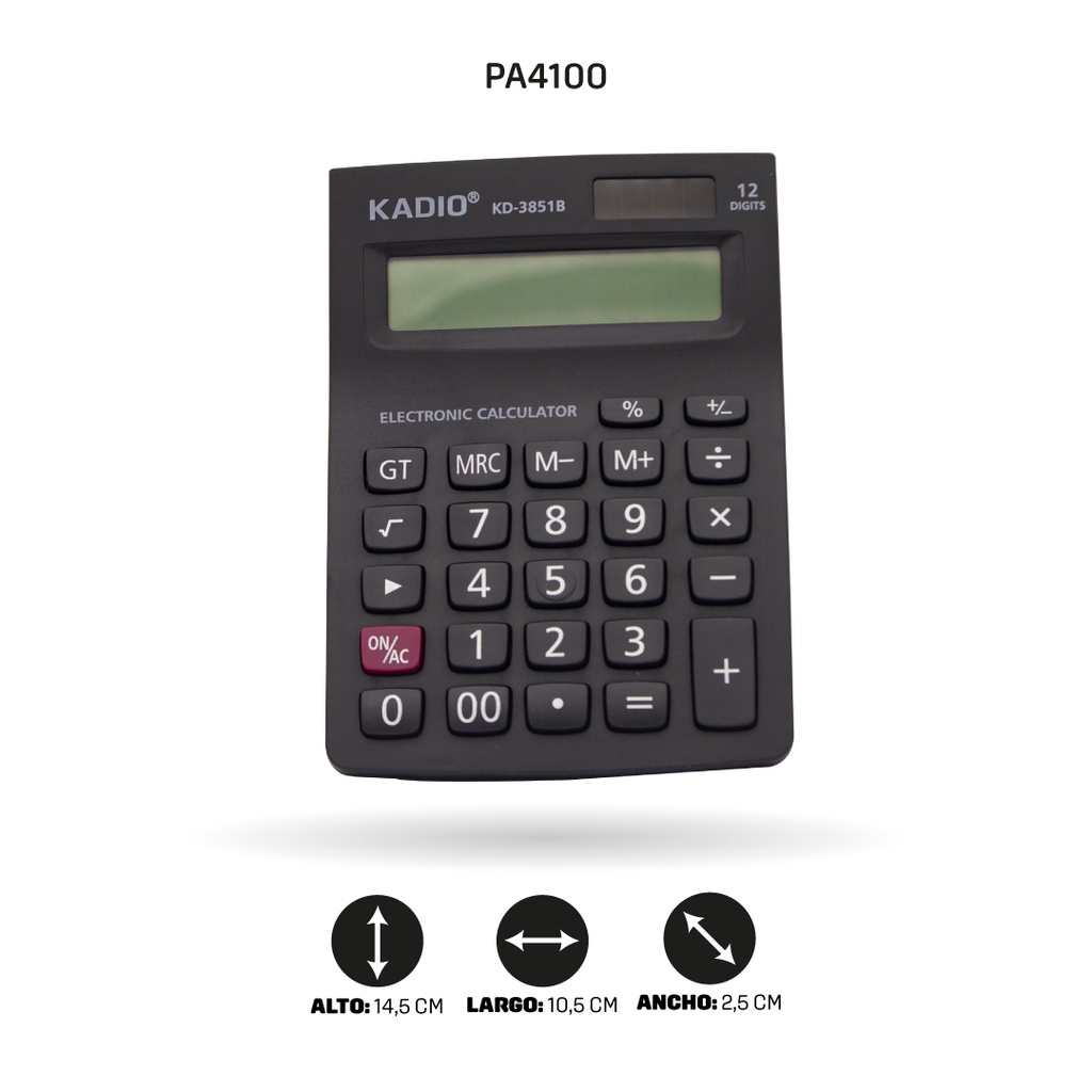 CALCULADORA KADIO KD3851B SOLAR 12 DIGITOS [PAC70013-4100]