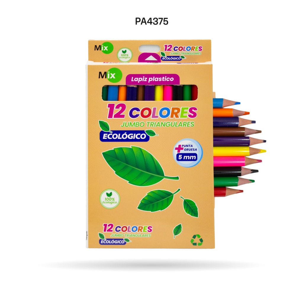 COLOR MIX JUMBO TRIANGULAR 100 % ECOLOGICO [PAC3483-4375-ART NO. 4375]