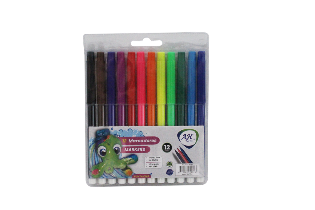 PLUMÓN AH ROYAL PUNTA FINA X12 COLORES [PAC2555-4504]