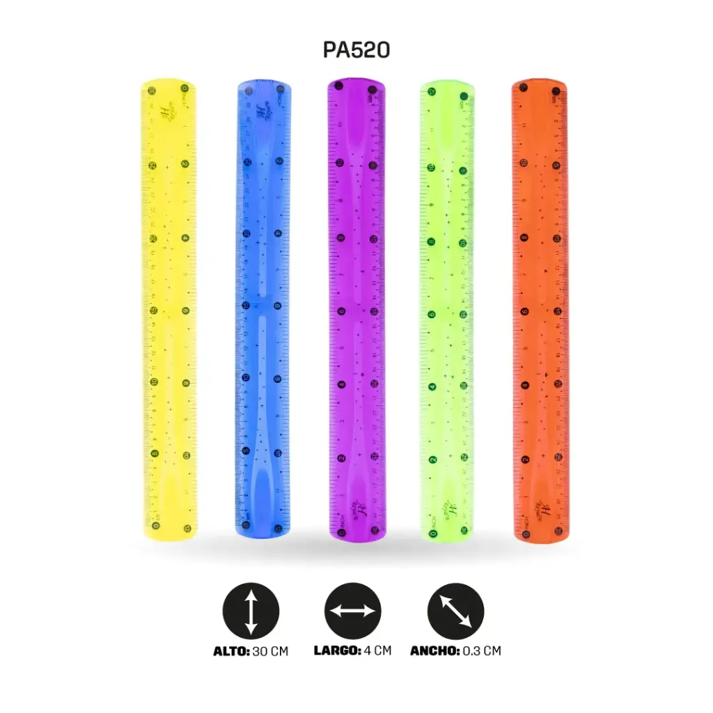 REGLA AHROYAL SILICONADA ANCHA COLORES SURTIDOS X 30CM [PAC2144-520]